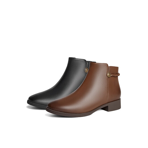 Senda Fashion Boots Frauen Winter Neues Einkaufszentrum gleiche weiche Pendler Kurzleder Lederstiefel Echte Lederstiefel 4t6b2dd4 Brown Single Little 39