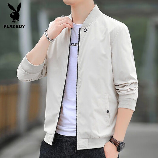 Playboy (PLAYBOY) 2025 Spring and Autumn New Jacket Jacket Men's Casual Outdoor Gown Stand Collar Trench Coat Simple Baseball Uniform Top 686 Jacket [Green] 2XL [Suggested 120-135Jin [Jin equals about 0.5 kg]]