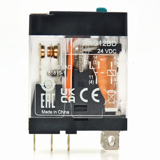 Schneider Electric RXG thin chip small relay bipolar electromagnetic type DC 24V 5 pins one open and one closed 8 pins 2 open and 2 closed replaces G2R RXG12BD with seat and diode