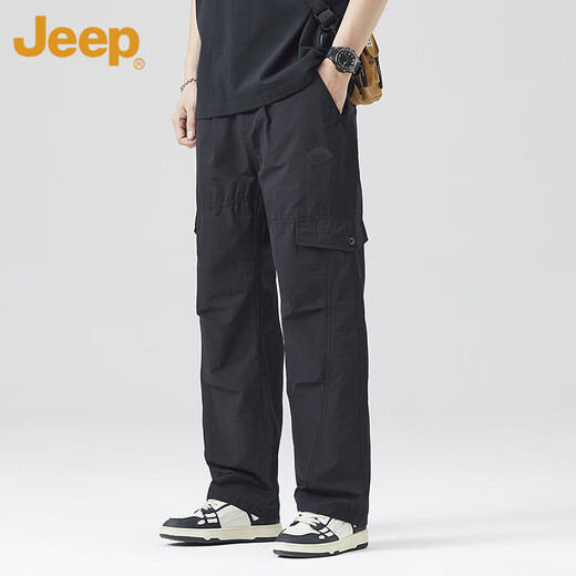 吉普（JEEP）凉感工装裤子男士夏季冰丝薄款休闲裤宽松速干潮流男裤 灰色 XL
