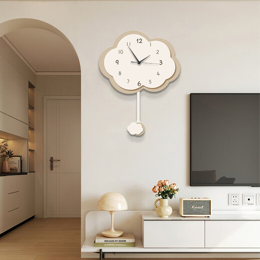 Mao Jiujiang Cream Fengyunduo punch-free living room clock hanging picture mute creative can swing left and right clock hanging wall decoration