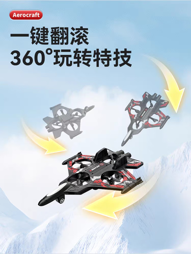 Avion télécommandé pour enfants, planeur de chasse, drone à quatre axes en mousse, élève du primaire, petit garçon, modèle d'avion, lumières froides bleues + poignée de voltige, configuration standard officielle