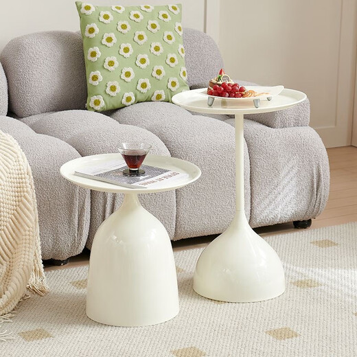New appearance and side tables with movable small round tables for home coffee tables simple bedside storage tables internet celebrity small tables and bedside tables [high style] cream white