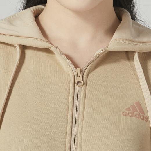阿迪达斯 （adidas）卫衣外套女装2025夏季连帽夹克时尚保暖针织运动休闲夹克开衫 IK9893卡其色内里加绒 S