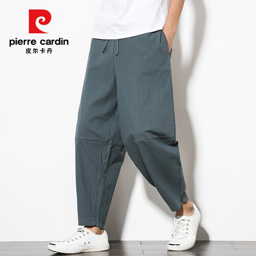 Pier Cardin Casual Hosen chinesischer Stil Frühling und Sommer Neue Männer lose große Baumwoll- und Leinen-Karottenhosen Harren Neun-Punkte-Hosen trendy und vielseitig schwarz xl 140-159jin [Jin gleich 0,5 kg]
