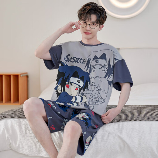 Sufulu Pyjamas Männer Sommer Baumwolle kurzärmelige süße Cartoon-Schüler Teen Boy Junior High School Schüler Dünne Heimbekleidungsanzug S männ