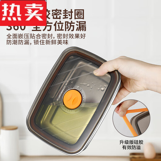 拓进德国进口品质不锈钢保鲜盒冰箱冷冻带盖密封长方形便当方盒餐盒 316钢密封保鲜盒22004个装
