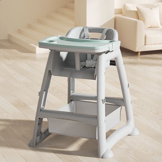 HUAERLE baby dining chair for home use same KFC baby dining chair adjustable height dining table multi-functional sitting chair luxury [cyan dining plate + cushion + wheel]