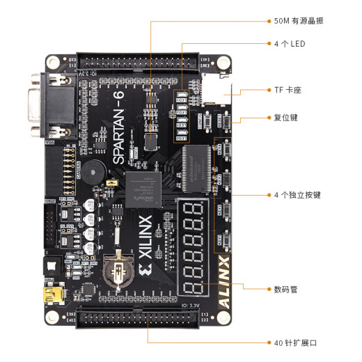 
ALINX Black Gold FPGA Development Board XILINX Spartan-6 XC6SLX9 FPGA Introduction Learning Board AX309 AN9767 Set