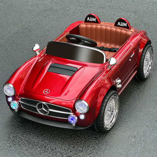 Kangshuai Aibeimei children's electric car four-wheeled seats and can be remotely driven by people 1-3-6 years old 5 toy cars kids and babies driving a baby stroller White soft wheel: leather seat + remote control + trunk Early education music mobile phone Bluetooth