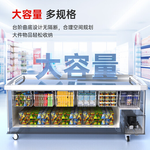 澳柯玛（AUCMA）组合岛柜 商用卧式组合展示柜 大容量玻璃门冷柜雪糕展示柜 超市冷冻冰淇淋水饺丸子 -30℃ 702L 直柜丨无灯带款丨SD-702