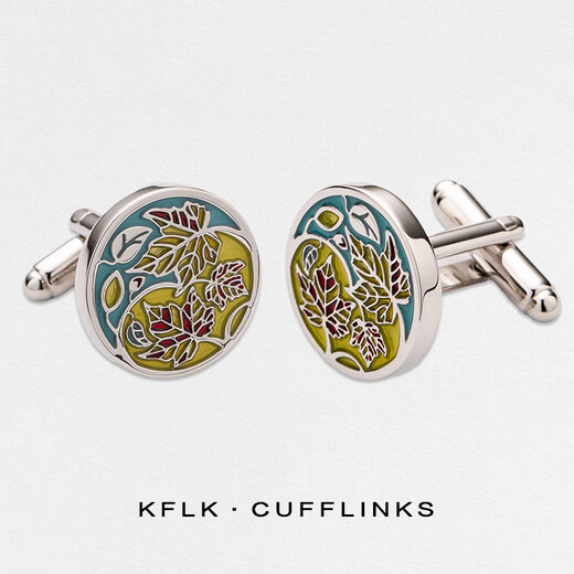 卡夫林克新品幸运叶子袖扣男士袖钉高档衬衫法式袖口扣金属 Cufflinks K124 银色袖扣-幸运叶子