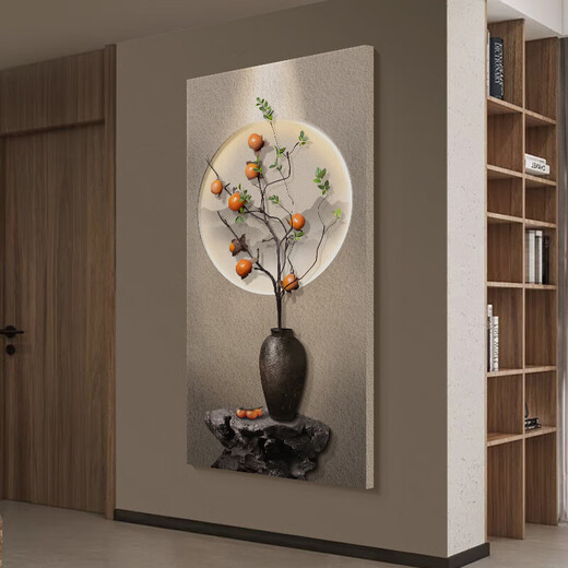 Long time no see Shishi Ruyi new Chinese style entrance decorative painting three-dimensional sandstone corridor aisle hanging painting vertical entrance door mural