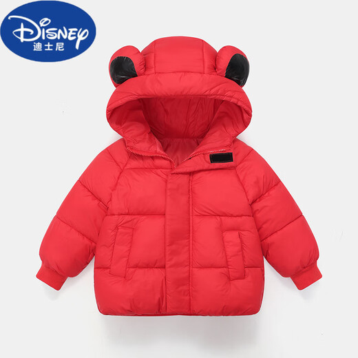 Disney (Disney) New National Standard 2024 New Children's Down Jacket Short Cotton Jacket for Boys and Girls Baby Cartoon Warm Jacket Winter Red 100cm Recommended height is about 90-100CM