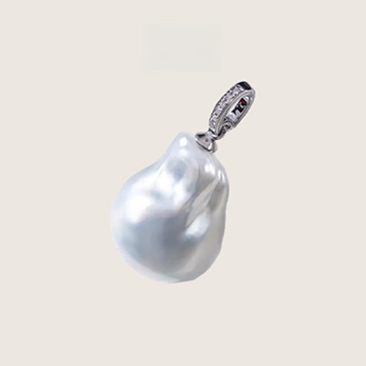 Guran Xingchen Yuguang 13-14mm Deep Sea Nanyang Australian White Baroque Universal Pearl Pendant White 18K Gold