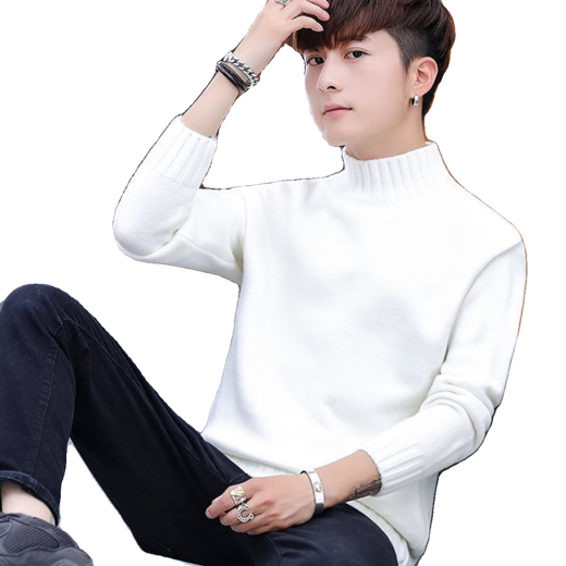 Hengyuanxiang velvet all-in-one half turtleneck sweater for men winter new Korean style casual all-match pullover solid color bottoming sweater black warm velvet XL 130-140Jin Jin equals 0.5 kg