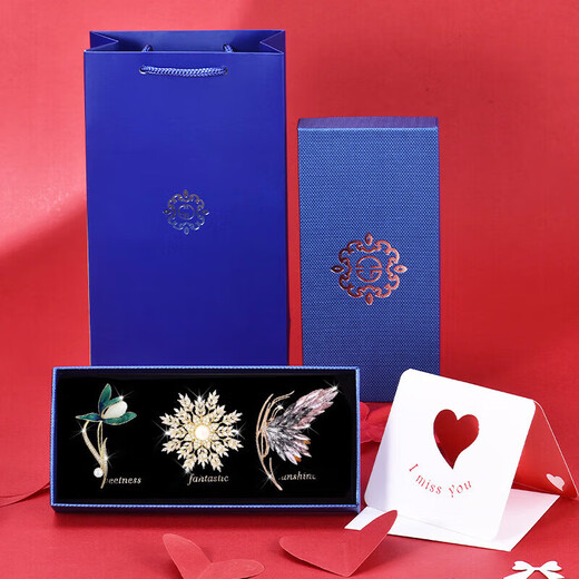Dingjing brooch, high-end women's brand corsage, silk scarf buckle pin, birthday gift for girls, niche and practical, TL168 elegant brooch, 3-piece set, gift box