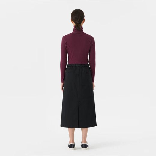MUJI Women's Mercerized Twill Narrow Skirt Long Skirt Women's Autumn Skirt BEY02C4A Black S (155/62A)