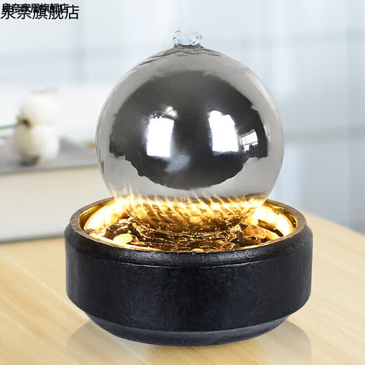 Feng Shui Transfer Ball Office Schreibtisch Gelddekoration moderne einfache fließende Wasserbrunnen Wohnzimmer Ornament Zirkulation Wasser Vorhang 9906 Weißes weißes Licht 39*39*118 cm