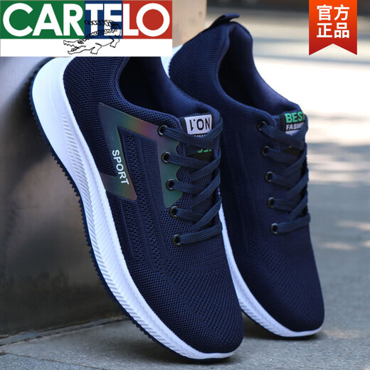 卡帝乐鳄鱼（CARTELO）新品高档男鞋夏季年潮流网面飞织薄款透气网鞋男百搭休闲运动潮鞋 Ａ-881灰色 43