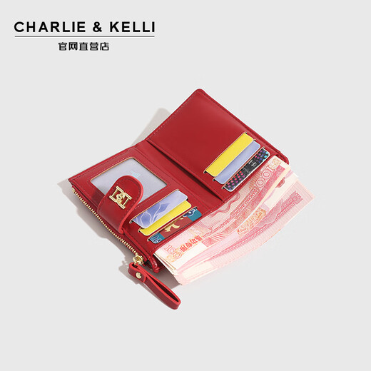 CHARLIE & KELLI品牌 CK轻奢包包女包2025新款钱包女士简约零钱包卡包 红色【七夕实用礼物】