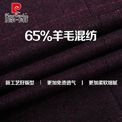 Pierre Cardin (pierre cardin) men's suit jacket spring and autumn new style middle-aged and elderly single suit business casual suit dad's outerwear versatile and trendy /362019-746/ - Burgundy 170/48