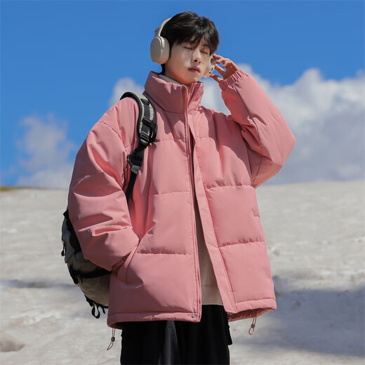 Geslandi Cotton Jacket Men's Jacket 2025 Winter New Trendy Loose Down Cotton Jacket Men's Thickened Casual Stand Collar Cotton Jacket Black L 125Jin Jin is equal to 0.5kg -140Jin Jin is equal to 0.5kg