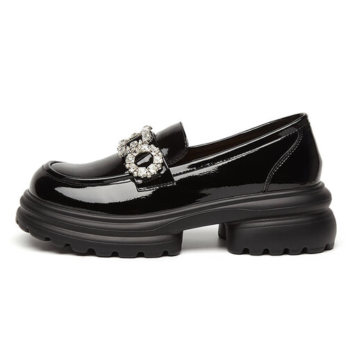 Rich bird loafers women's casual British style thick sole sponge cake single shoes women's shoes FN0235/1049 black 39