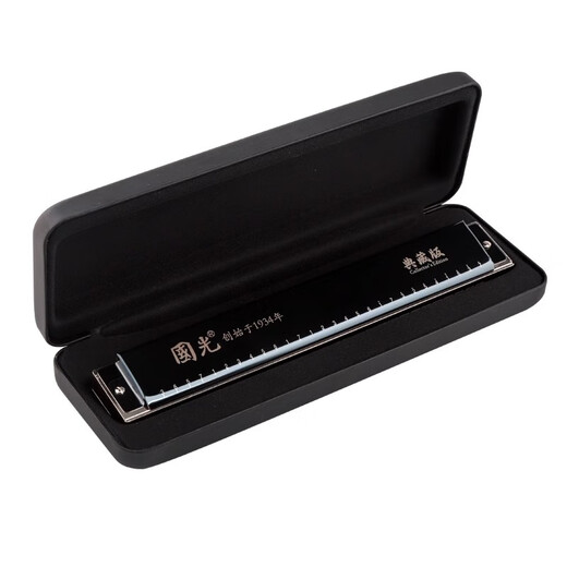 Guoguang Shanghai Time-Horizon Harmonica 24-Loch-C-Tune Polyphonische 28-Loch-echte professionelle Aufführungsebene Einführung Instrument Geschenk 24-Loch Polyphonische C-Tune Athen Black [mit phonetischem Symbol]