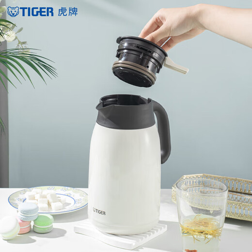 TIGER Stainless Steel Portable Thermos Vacuum Insulated Kettle PWM-A16C-CA Pearl White 1.6L