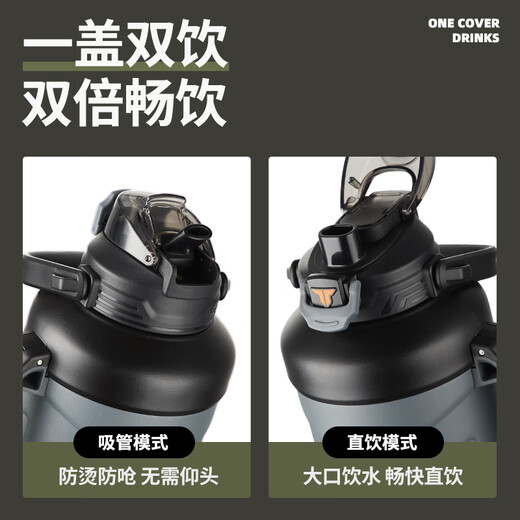 TKK ultra-large capacity thermal insulation cup tons bucket tons men and women new 316 stainless steel portable outdoor sports water bottle rhinoceros blue 1650ml-long-lasting thermal insulation