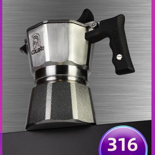 Colbro Edelstahl Doppel drei Ventile Moka-Topf mit starkem Aroma-Kaffee-Haushalt italienischer Kaffeemaschine Outdoor Camping 316 Edelstahl Drei-Ventile zwei Tasse Doppelkessel 70 ml