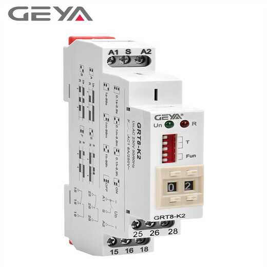 Geya AC 220V digital display high-precision dc24V power-on delay time relay GRT8-K 1 open 1 close AC/DC12240V
