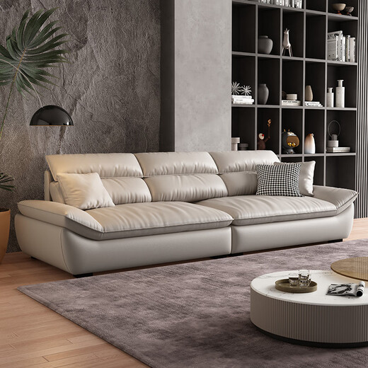 Jane Xin Sailing Sofa Cat Scratch Leather Minimalist Lazy Sofa Living Room Straight Sofa High Back Leather Art Sofa A828