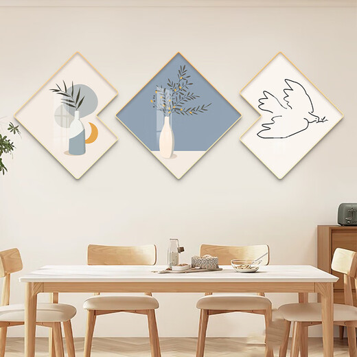 Kezhi Nuanju restaurant wall decoration painting kitchen hotel light luxury dining table background wall hanging painting modern simple dining room mural P3271 70*70*3 crystal picture pvc gold frame