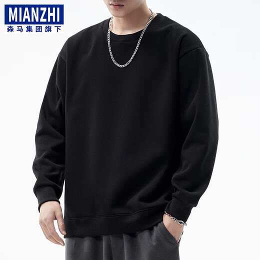 Cotton American 420G heavyweight long-sleeved T-shirt men's spring and autumn loose sweatshirt white plus velvet bottoming shirt white regular 320g XL (130-155Jin Jin equals 0.5 kg)