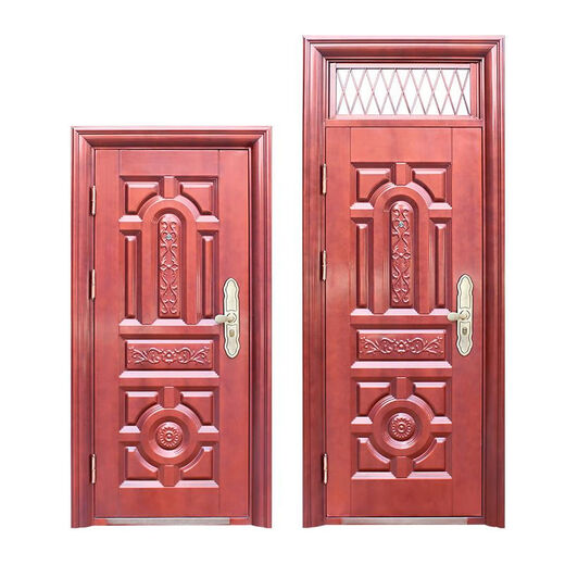 Противоугонная дверь Qinkai с имитацией меди, защитная дверь с фрамугой, вентиляция, входная дверь, стальная дверь, бытовая дверь, красная дверь, бытовая противоугонная дверь, выходная дверь 380/квадрат