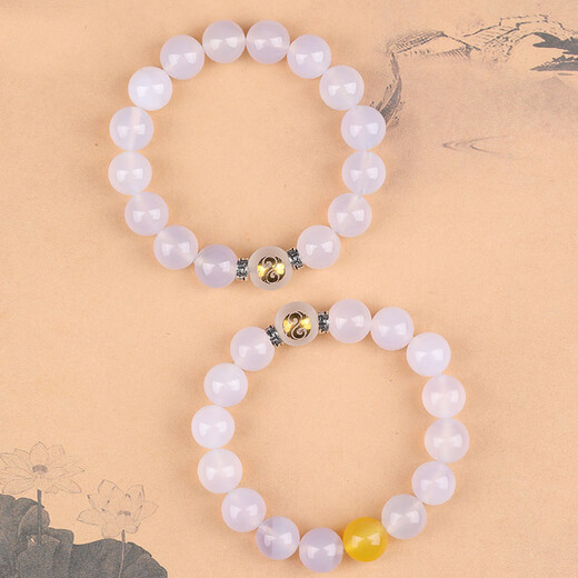 Baoxin Fanrui BOSFRU Five Elements Gold-Supplementing Gold Crystal Bracelet Natural Balance Stem for Tian Gua White Gold Jewelry Agate Bracelet Gift Five Elements Gold-Supplementing White Agate Bracelet Bead Diameter 10mm