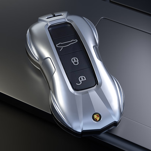 Sea horseshoe Porsche key cover Macan Cayenne 718Taycan Panamera 911Cayenne bag Panamera shell A style [gun color] + metal buckle