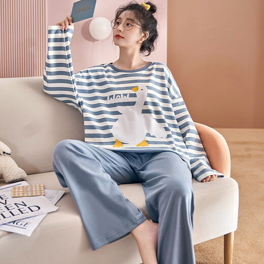 
LangSha (LangSha) Spring and Autumn Summer Pajamas Autumn Women's Long Sleeve Set 2025 New Girl Junior High School Home Suit LX-15125 L (100-120Jin [Jin equals 0.5 kg])