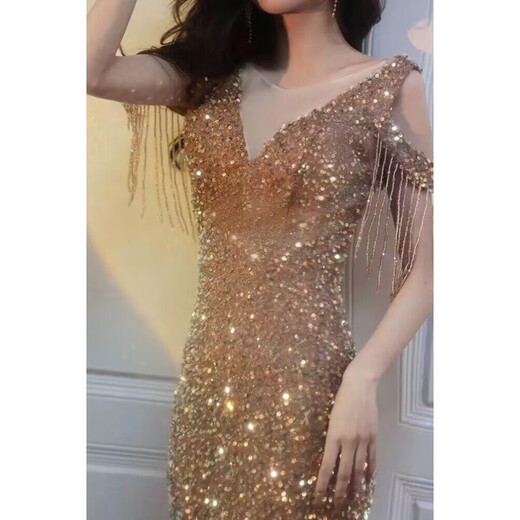 微爱的小松鼠（weiaidexiaosongshu）晚礼服裙女2023新款宴会气质鱼尾主持人名媛轻奢小众高端 白色 L