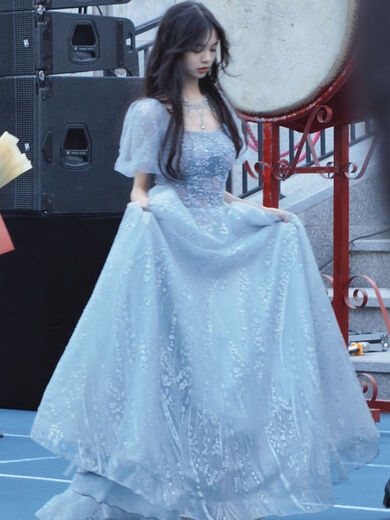 Lingka Qi Vestido de noche francés para mujeres 2023 Nuevo host de cumpleaños de alta gama Anfitrión de música vocal examen de arte de música para adultos Color 2xl