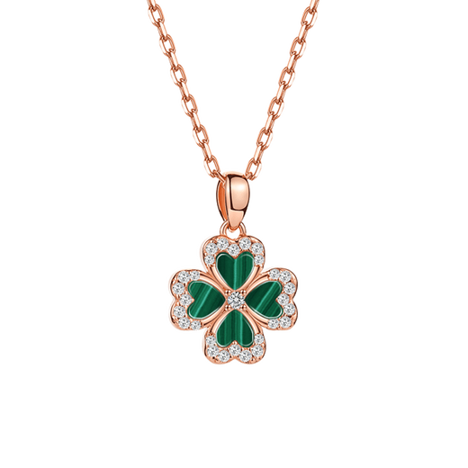 Ji Sifan light luxury jewelry four-leaf clover necklace women's fashion clavicle chain anniversary confession birthday gift for wife and girlfriend four-leaf clover necklace malachite B style