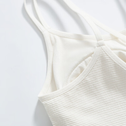 Fenton women's underwear, summer back base, no need to wear bra straps, fashionable and slim, with breast pads for outer wear and inner vest, white L