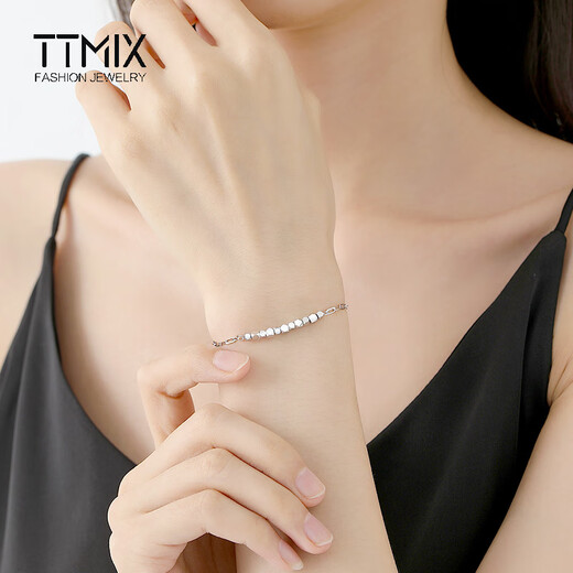 TTMIX shiny small sugar cube platinum bracelet PT950 fashionable women's platinum bracelet bracelet birthday gift double cross chain 3.7-3.9g