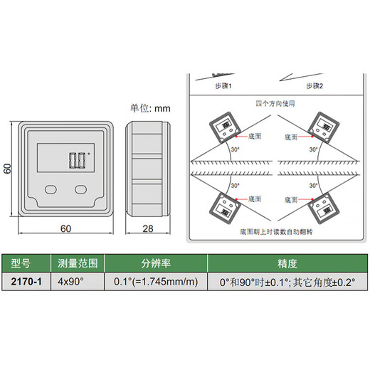 INSIZE insize digital display horizontal inclinometer 2170-1 4*90 degrees magnetic base 0.1 degrees measuring tool 4903-200C