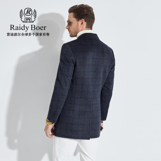 Raidy Boer/雷迪波尔【100%绵羊毛】商务休闲格纹大衣外套男 7015 灰格 165/46/S
