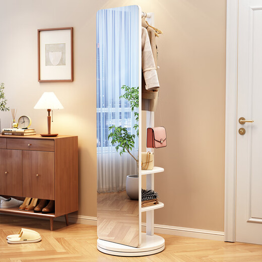 Miroir de vinaigrette en bois massif Qiuke Miroir de randonnée pour le sol entier pour les vêtements de chambre à coucher mobiles multifonctionnels Miroir rotatif intégré