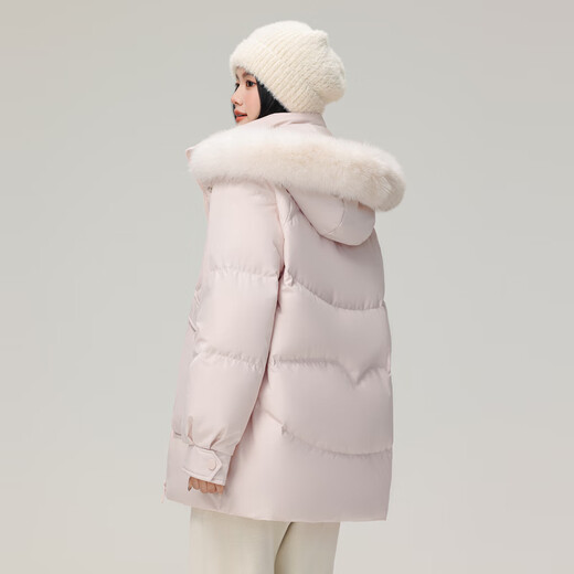 Schneefliege 2024 neues Modell für vielseitige Fuchsfuchskragen warm und abnehmbarer Hut -Down -Jacke modisches einfaches lässiges Parfümpulver 1105 155/80a
