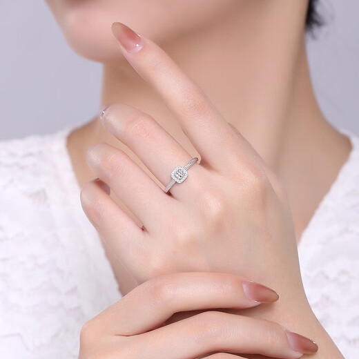 Yuan Shengfu New PT950 Fashionable Sugar Cube Platinum Ring Genuine Women's Platinum Ring Adjustable Live Shining 2.70g